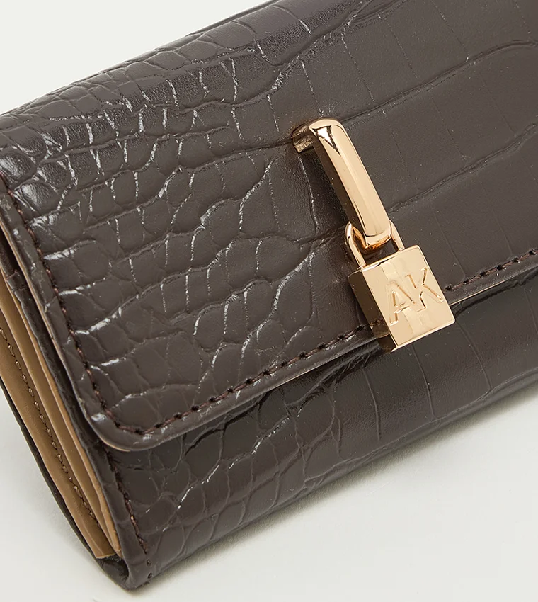 ANNE KLEIN  Anne Klein Croc Textured Flap Wallet for Women | Best Price UAE